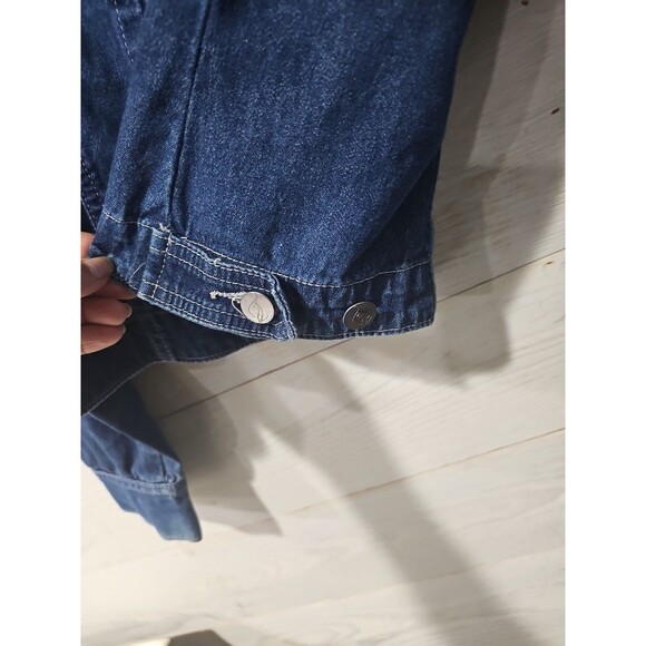 VTG Baby Phat Embroidered Cat Logo Denim Blue Jean Jacket Size M Dark Wash - Picture 7 of 9